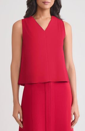 Misook Pima Cotton V-Neck Tank in Scarlet Red at Nordstrom, Size X-Large