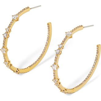 Nadri Cassi Cubic Zirconia Inside Out Hoop Earrings in Gold at Nordstrom Rack
