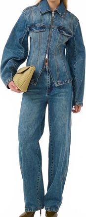 Gestuz Melu Denim Jacket In Classic Mid Blue Wash