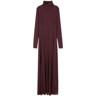 Remain Kleedjes, Dames, Rood, M, Polyester, Geplooide Mesh Maxi Jurk