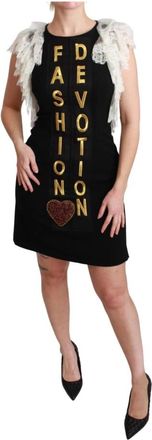 Dolce & Gabbana Elegante Zwarte Mode Sheath Mini Jurk - Dames - Korte kleedjes - Zwart - XS - Kleedjes