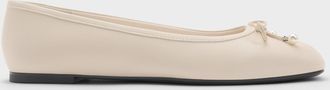 Charles & Keith Barbara Pearl-Embellished Bow Ballet Flats