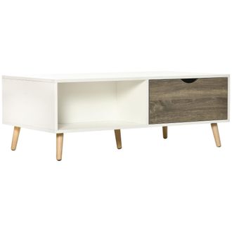 HOMCOM Modern Coffee Tables for Living Room w/ Storage Shelves - White | TJ Hughes
