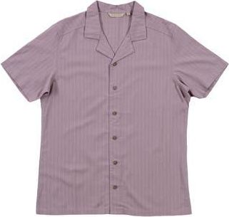 Burnside Stripe Linen & Cotton Blend Camp Shirt in Dusty Lilac at Nordstrom Rack, Size Xx-Large