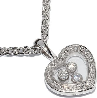 Chopard K18WG Diamond Happy Pendant Necklace