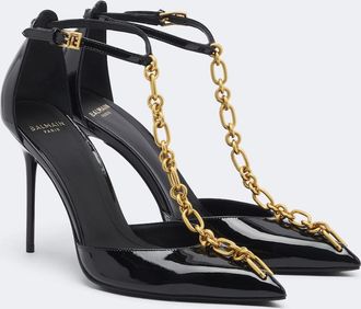 Balmain Chain-detail patent leather pumps
