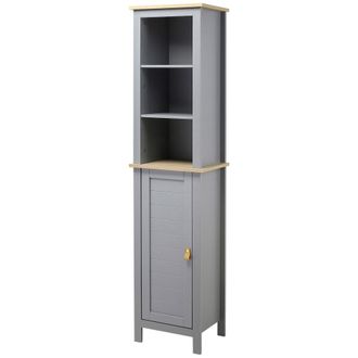 Kleankin Armario alto de ba&ntilde;o 39x30x168 cm gris