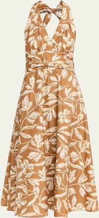 Max Mara Botanical-Print Halter Midi Dress