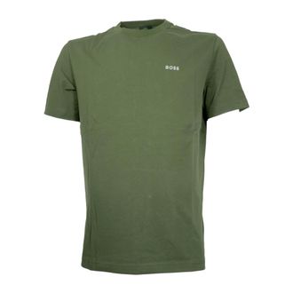 HUGO BOSS Tops, Heren, Groen, L, Katoen, Contrast Logo Regular Fit Katoenen Tee