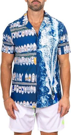 Maceoo Marthy Blue Camp Shirt at Nordstrom, Size 5