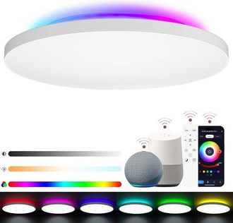 No Brand L&aacute;mpara De Techo Led De 30 Cm, Luz Led Para Ba&ntilde;o, Luces De Techo Rgb, Control Remoto Y Aplicaci&oacute;n Inteligente, Wifi De 2,4 Ghz, Compatible Con Alexa, 