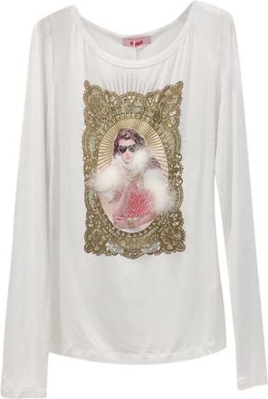 Blumarine Marabou Feather Winter White Top Size M