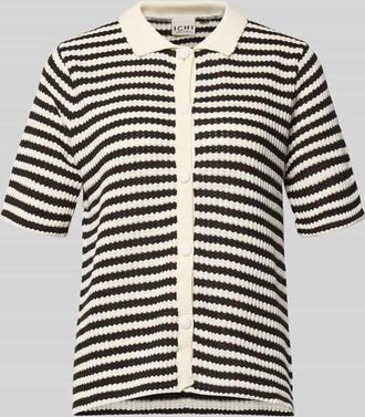 Ichi T-Shirt mit Polokragen und Knopfleiste Modell LORIANNA in Black, Gr&ouml;&szlig;e XXL