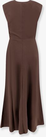 Brunello Cucinelli Womens Flared Virgin Wool Twill Dress Brown