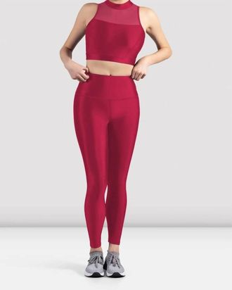 Bloch Mirella Glow High Neck Crop Top In Raspberry