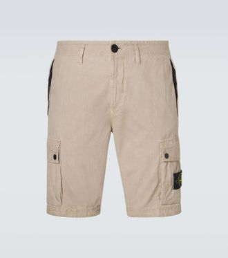 Stone Island Compass cotton canvas shorts