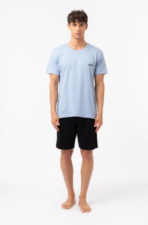 Fila Schlafanzug FILA MAN JERSEY PYJAMAS, Herren, Gr. XXL, blau storm, schwarz, Jersey, Obermaterial: 100% Baumwolle, bequem kurz, Rundhals, Homewear-Sets 