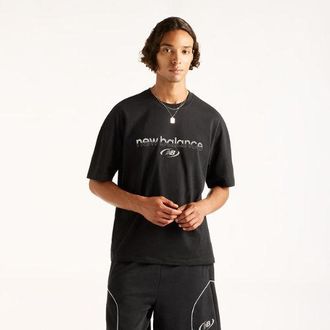 New Balance Mens Trackside T-Shirt in Black Cotton Jersey, size X-Large