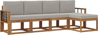 vidaXL Conjunto De Sof&aacute;s De Exterior 5 Uds. Gris Natural Y Claro Vidaxl