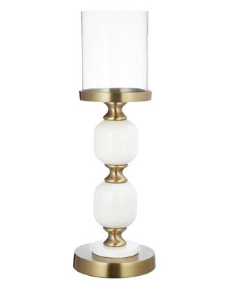 A&B Home Marble & Metal Pebble Pillar Holder