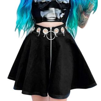 Generic Womens Steampunk Skirt Hollow Out Skirt Halloween Womens Zip Medieval Costume Patchwork Pure Colours A-Line Rock Vintage for Court Renaissance Christm