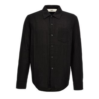 S&eacute;fr Leo Cotton Voile Shirt - Heren - Casual Overhemden - Zwart - L - Katoen - Overhemden