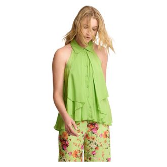 Kocca Sleeveless Tops, female, Green, Size: XS Chic Sleeveless Ruffled Blouse
