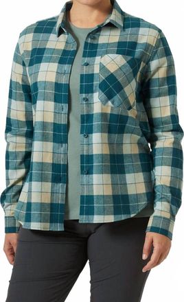Helly Hansen Lokka Organic Flannel Long Sleeve Shirt In Dark Creek