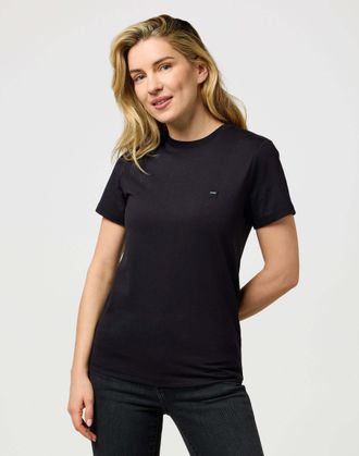 Wrangler T-Shirt WRANGLER WRANGLER T-Shirt Sign Off Tee, Damen, Gr. XS, schwarz, Obermaterial: 100% Baumwolle CO., Shirts T-Shirt