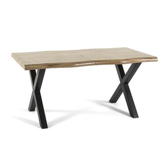 Siediti Fuori e Dentro Mesa industrial 160x90 cm con tablero efecto madera y patas de metal
