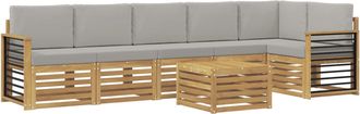 vidaXL Conjunto De Sof&aacute;s De Exterior 7 Uds. Blanco Y Gris Claro Vidaxl