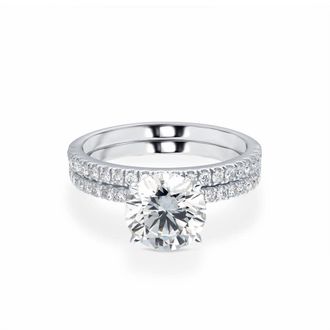 Grown Brilliance 2 1/2 Carat Round Lab Grown Diamond Wedding Bridal Set in 14K White Gold, G Color, VS Clarity, Gift Box Included