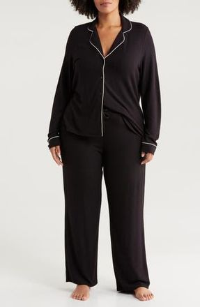 Nordstrom Brushed Hacci Pajamas in Black at Nordstrom Rack, Size 1Xw