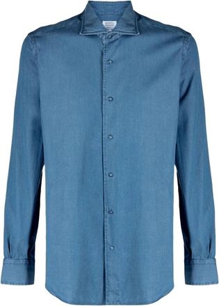 Mazzarelli Shirts - Heren - Casual Overhemden - Blauw - M - Denim - Overhemden