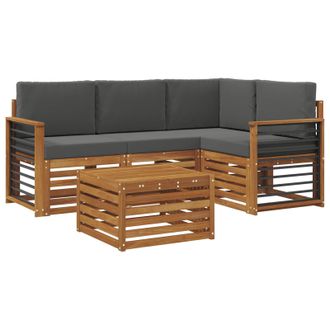 vidaXL Conjunto De Sof&aacute;s De Exterior 5 Pcs Natural Y Antracita Vidaxl