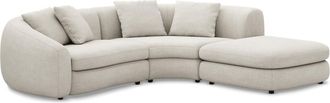 Castlery Fable Single Arm Sectional Sofa Right Facing Customized, Performance Linen Weave Sand, Spill Resistant, Ultra Deep Seats for Castlery, Grey