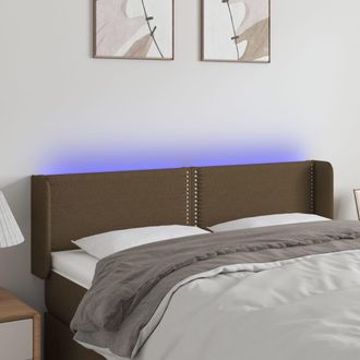 vidaXL Cabecero Con Led De Tela Marr&oacute;n Oscuro 147x16x78/88 Cm Vidaxl