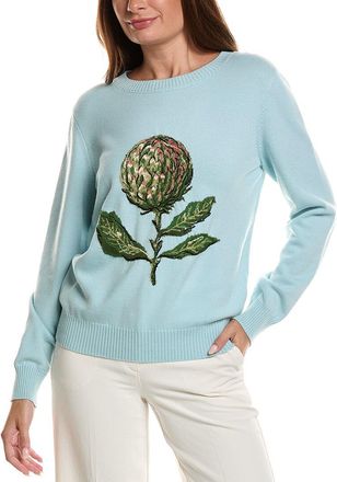 Oscar De La Renta Oscar De La Renta Artichoke Embroidered Jacquard Wool-Blend Sweater