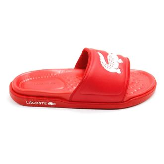 Lacoste Mens Croco Dualiste Slide Sandal In Red