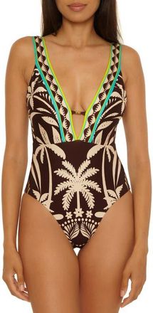 Trina Turk Syros Plunge One-Piece Swimsuit in Multi at Nordstrom, Size 10