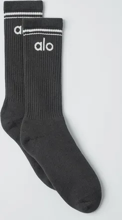 Alo | Throwback Socks in Anthracite/White Grey, Size: Medium