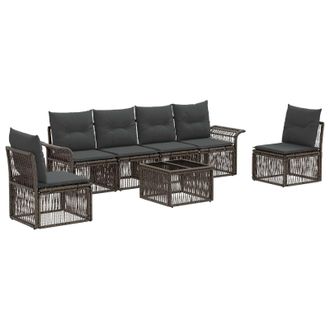 vidaXL Conjunto De Sof&aacute;s De Jard&iacute;n 7 Pcs Gris Rat&aacute;n Sint&eacute;tico Vidaxl