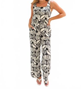 Gilli Cabana Casual Print Wide Leg Pants In Black/ White