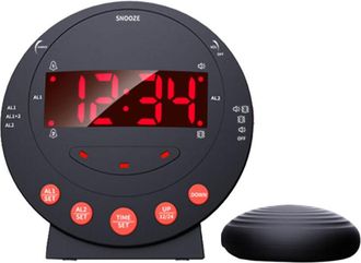 OEM Reloj Despertador Vibratorio Con Agitador: Alarma Con Flash, Luz Ajustable, Pantalla Led, Puerto Usb
