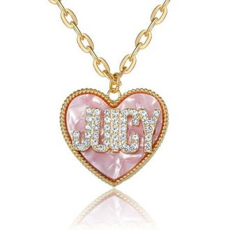 Juicy Couture JUICY Heart Pendant Necklace, Gold-Tone with Pink Enamel in Gold Tone, Pink at Nordstrom, Size 20