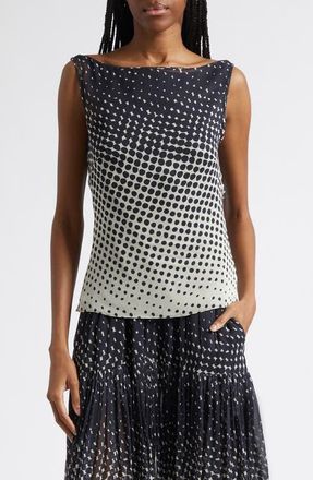 Christopher John Rogers Halftone Wiggle Dot Cowl Back Shell in Black Multi at Nordstrom, Size 6