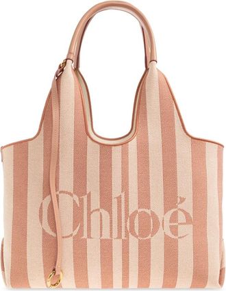 Chlo&eacute; Stripy Small Bag - Dames - Shoppers - Roze - ONE Size - Katoen - Tassen