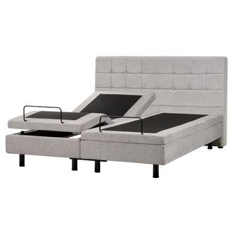 Beliani Cama Ajustable El&eacute;ctrica Con Mando A Distancia De Tela Gris Claro 160 X 200 Cm Duke