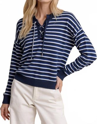 Southern Tide Raelyn Tie Neck Sweater In Dress Blue