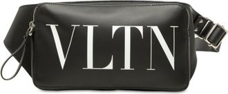 Valentino Black Leather Fanny Pack Sling Bag (Pre-Owned)